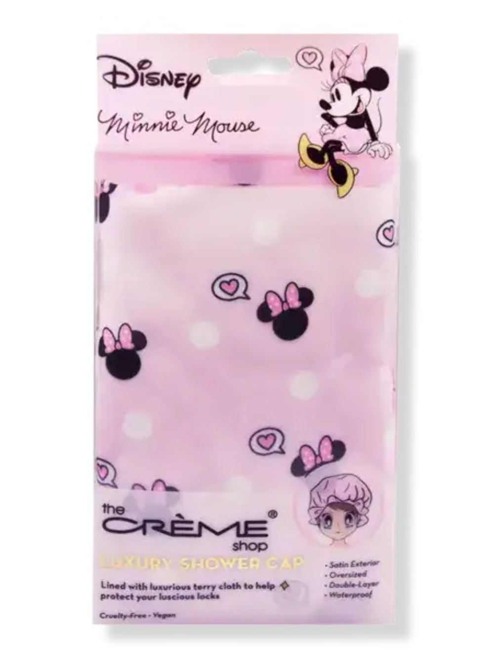 NWT The Crème Shop x Disney Minnie Mouse Luxury Shower Cap Pink